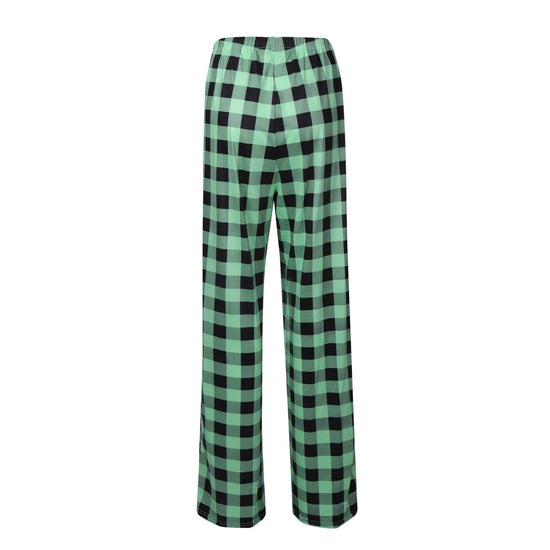 Women Christmas Pajama pants Autumn Winter Plaid Printed Pants Fashion Casual Wide Leg Pants Clothing Streetwear - Tasawoq
