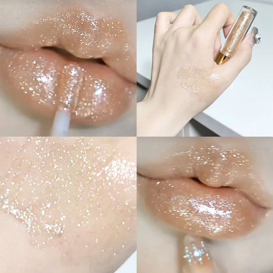 Moisturizing, plump and sparkling lip gloss, water-glossy mirror lip glaze, moisturizing and moisturizing lip oil for pouty lips - Tasawoq
