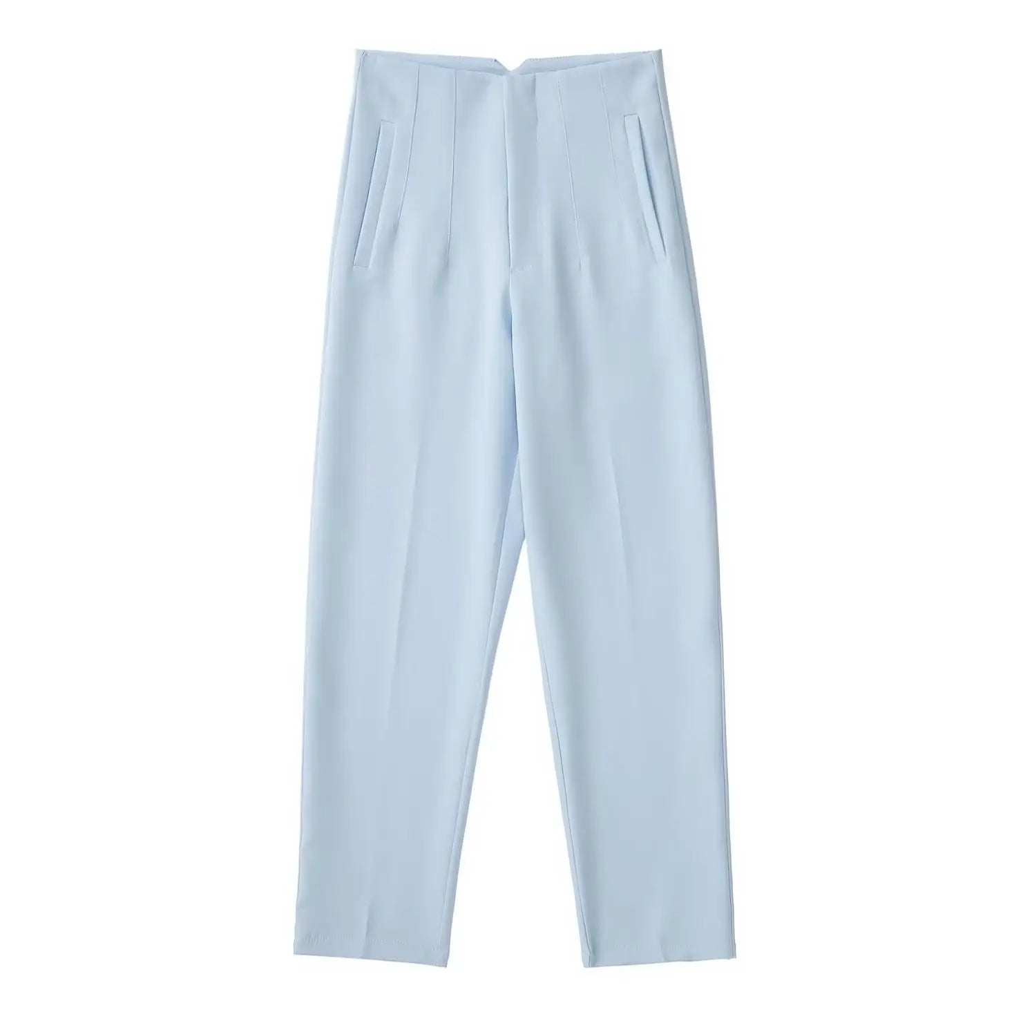 Willshela Women Fashion Straight Pants High Waist Front Zipper Trousers Vintage Full Length Female Chic Lady - Tasawoq