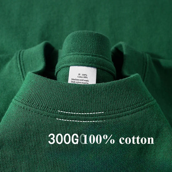 Summer Cotton Heavy Duty 300grams American Pure Cotton Short Sleeves T-shirt Men Casual Base Top Oversized T Shirt - Tasawoq