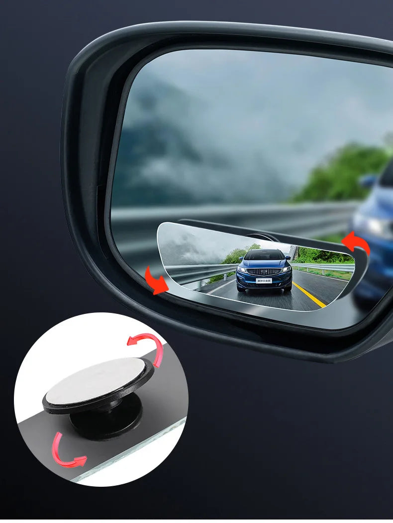 2PCS 360 Degree Adjustable Angle HD Glass Blind Spot Mirrors Car Rearview Mirrors Frameless Wide-angle Rearview Auxiliary Mirror