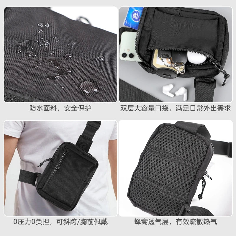 Casual single-shoulder crossbody mini chest bag for men and women, perfect for carrying a phone while running, jogging, or worki - Tasawoq