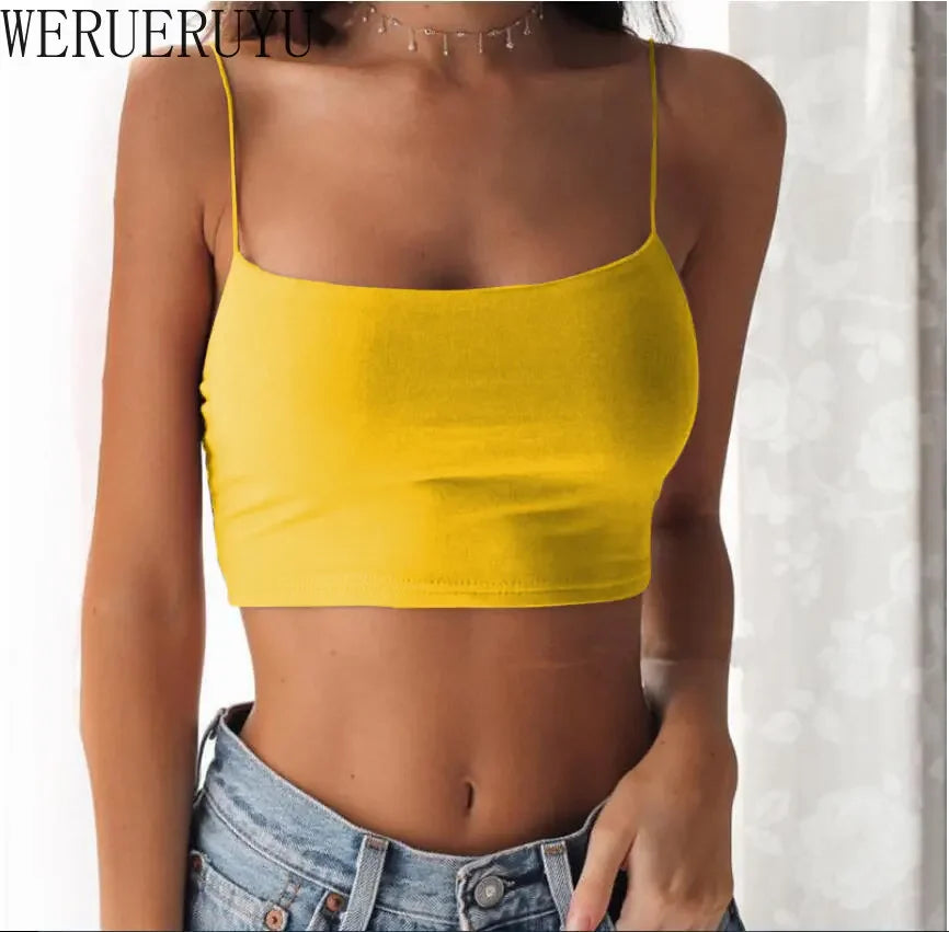 Sexy Sleeveless Vest Corset Crop Top Women Aesthetic Clothing Summer Y2k Streetwear White Black Yellow Red Tank Top for Womens - Tasawoq