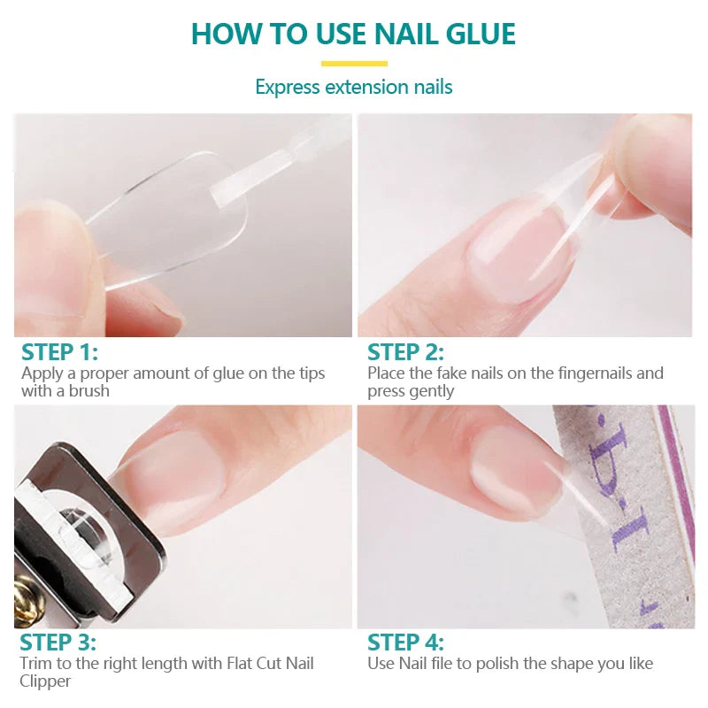Nailpop Nail Glue for False Tips Glitter Acrylic Nail Art Adhesive Manicure Tool Rhinestone Glue Bottle Cap with Brush 2pcs - Tasawoq