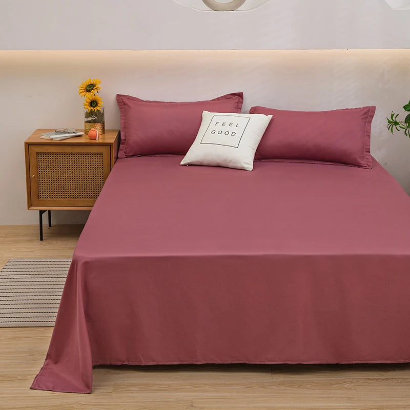 One Solid Color Simple Sheet Machine Washable Single Double Bed Linen Student Dormitory Sheet (pillowcase Not Included)