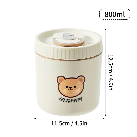 WORTHBUY Cute Bear 304 Stainless Steel Thermal Lunch Box For Kids Adults Portable Microwave Bento Box Leak Proof Food Container