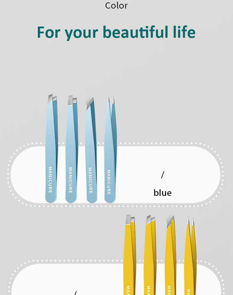 Colorful Eyebrow Tweezer Hair Beauty Fine Hairs Puller Stainless Steel Slanted Eye Brow Clips Removal Makeup Tools - Tasawoq