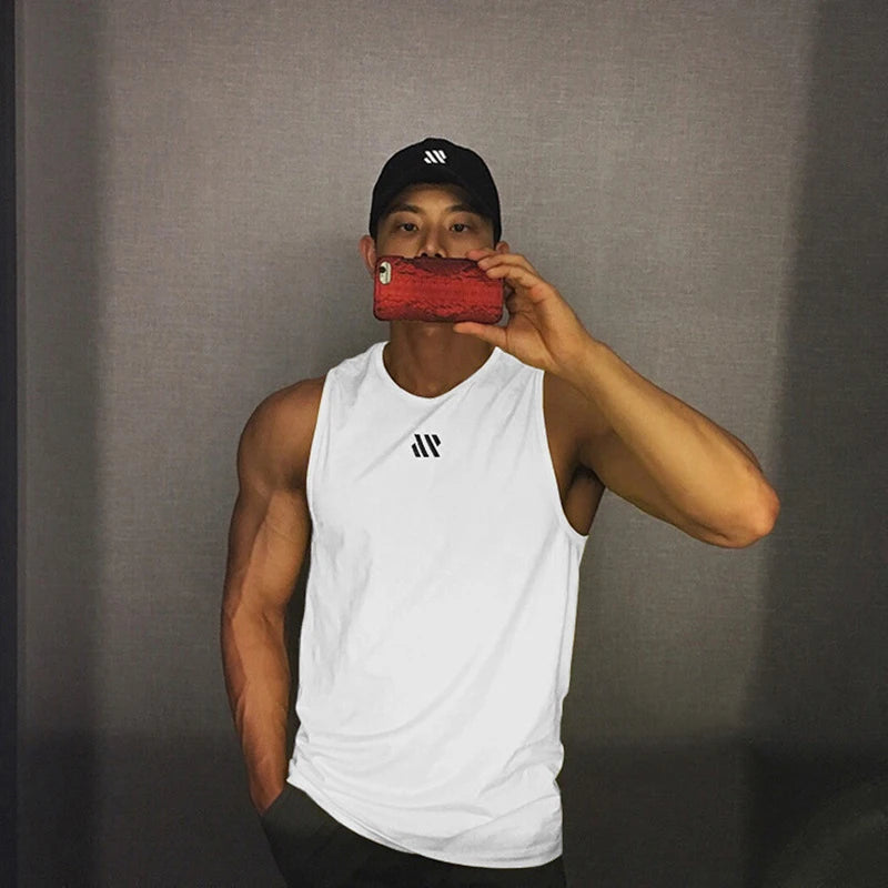 Men's tank top Summer thin running exercise fitness training vest for men Loose breathable mesh quick drying T-shirt for men - Tasawoq