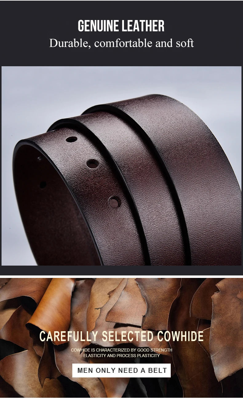 New Trend Men's High Quality Buckle Jeans Cowhide Casual Belt Business Denim Belt Men's Fashion Designer - Tasawoq