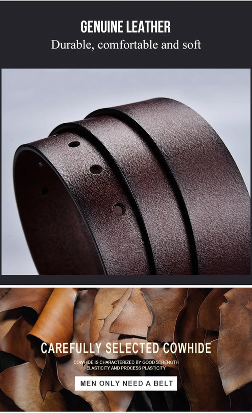 New Trend Men's High Quality Buckle Jeans Cowhide Casual Belt Business Denim Belt Men's Fashion Designer - Tasawoq