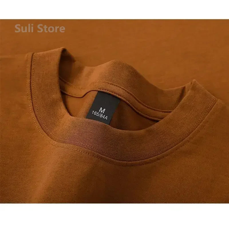 600g Heavy-duty Cotton Short Sleeved T-shirt for Men's Fashion Pure Cotton Thickened Short Sleeved Half Sleeved Tee - Tasawoq