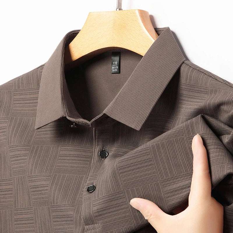 2024 Men's New Printed Business Casual Short sleeved POLO Shirt Fashion Short sleeved Comfortable and Breathable Top - Tasawoq