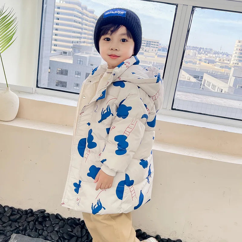 New Girls Boys Down Jacket Winter Coats Children Clothes Hooded Windbreaker Coat For Kids 2-7 Years Cotton Warm Outerwear - Tasawoq