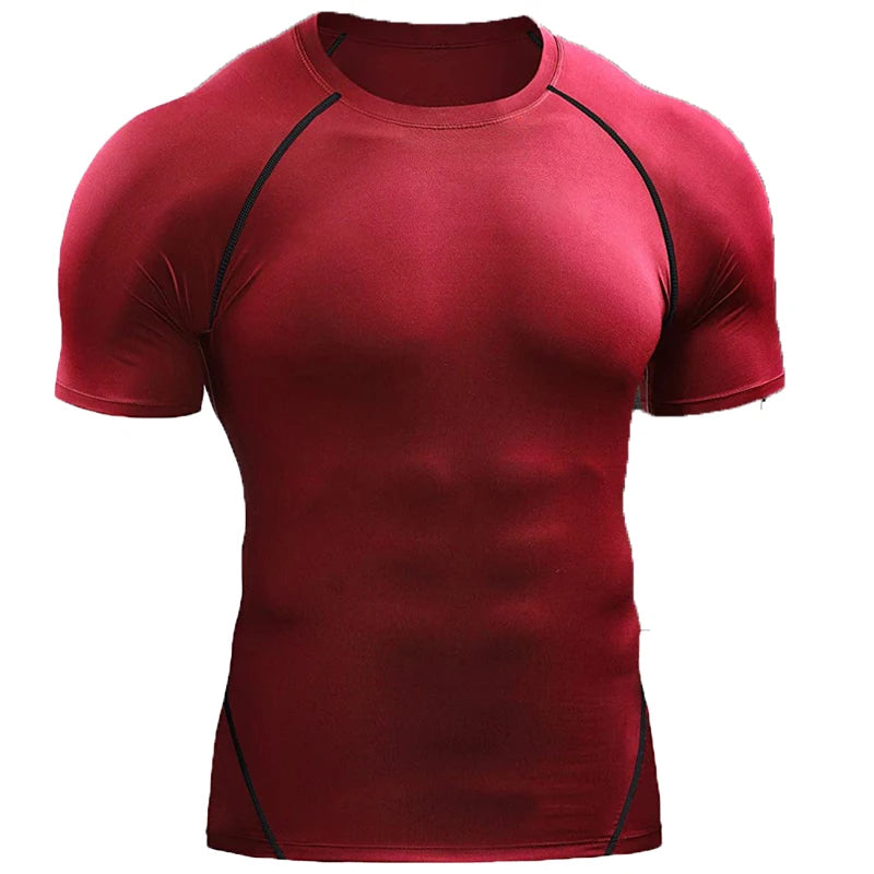 2024 Compression T Shirt Men Summer Sportswear Running T-shirt Elastic Quick Dry Sport Tops Tee Athletic Gym Workout Shirts Men - Tasawoq