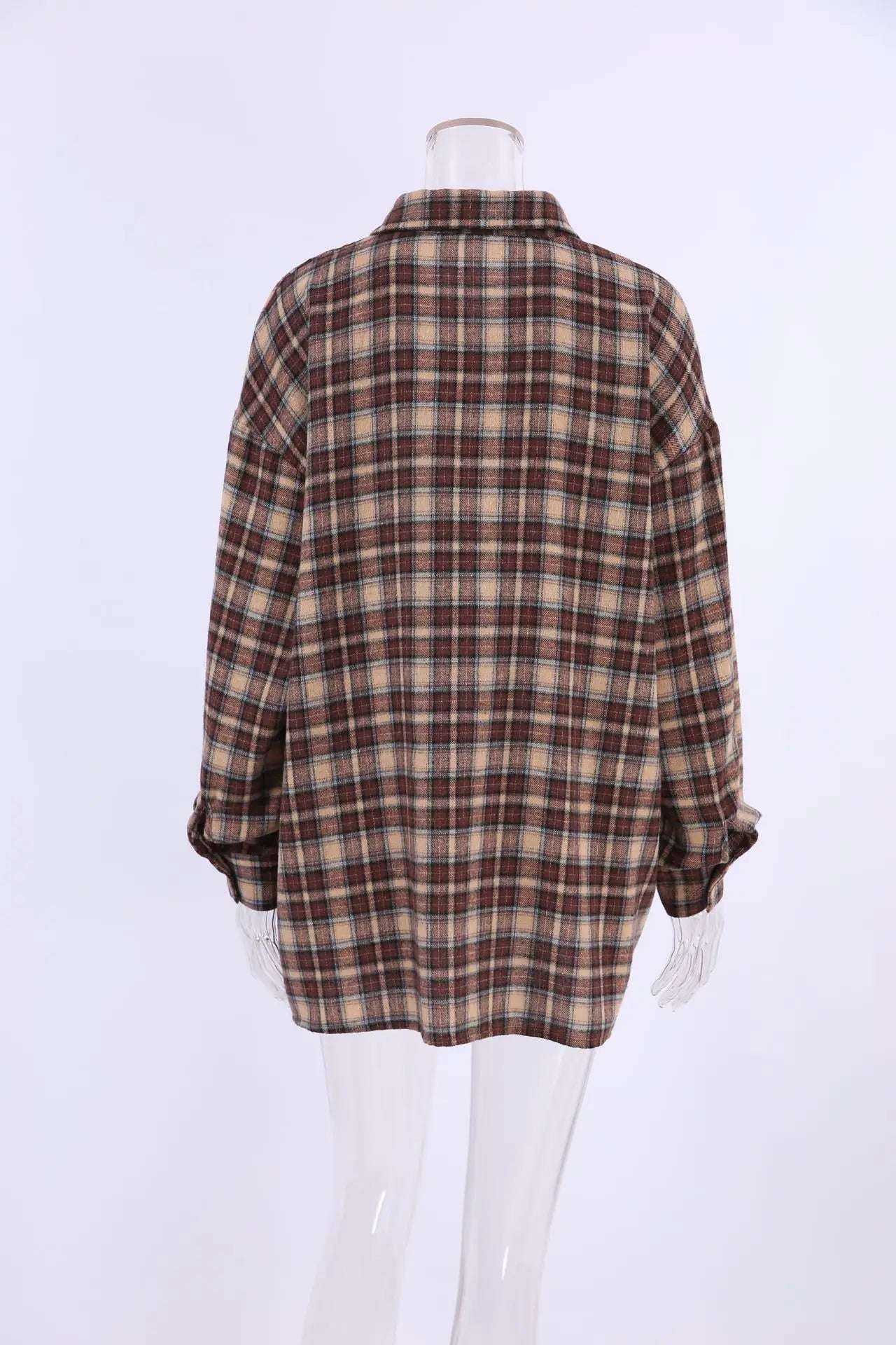 Spring Autumn Vintage Plaid Checkered Shirt Women's Long Sleeve Blouse Loose Single Breasted Casual Shirt - Tasawoq