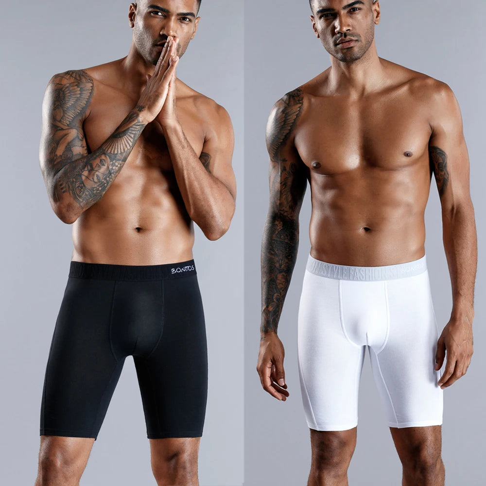 4pcs long boxers for men underwear plus size Men's panties sexy long leg underpants cotton Mens boxer shorts fashion male Trunk - Tasawoq