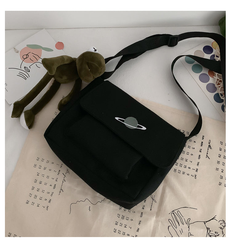 Casual Collage Student Messenger Bag Women Small Bag Canvas Shoulder Bag For Women Print Crossbody Bags Bolsas Sac - Tasawoq