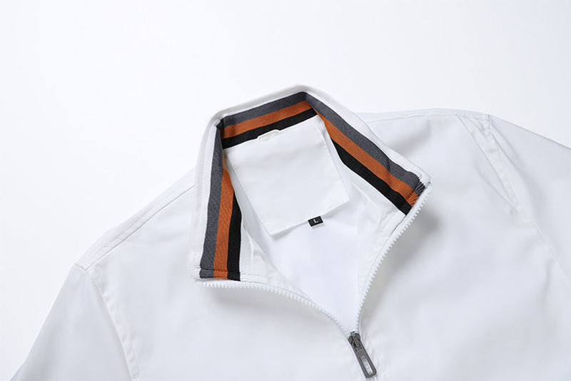 Autumn and Winter Men's Stand Collar Casual Zipper Jacket Outdoor Sports Coat Windbreaker Jacket for Men Waterproof Bomber - Tasawoq