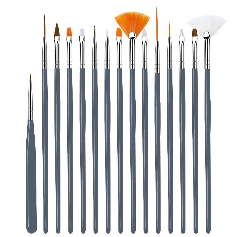 Nail Brush For Manicure Gel Brush For Nail Art 15Pcs/Set Nail Brush Acrylic Liquid Powder Carving Gel Brush - Tasawoq