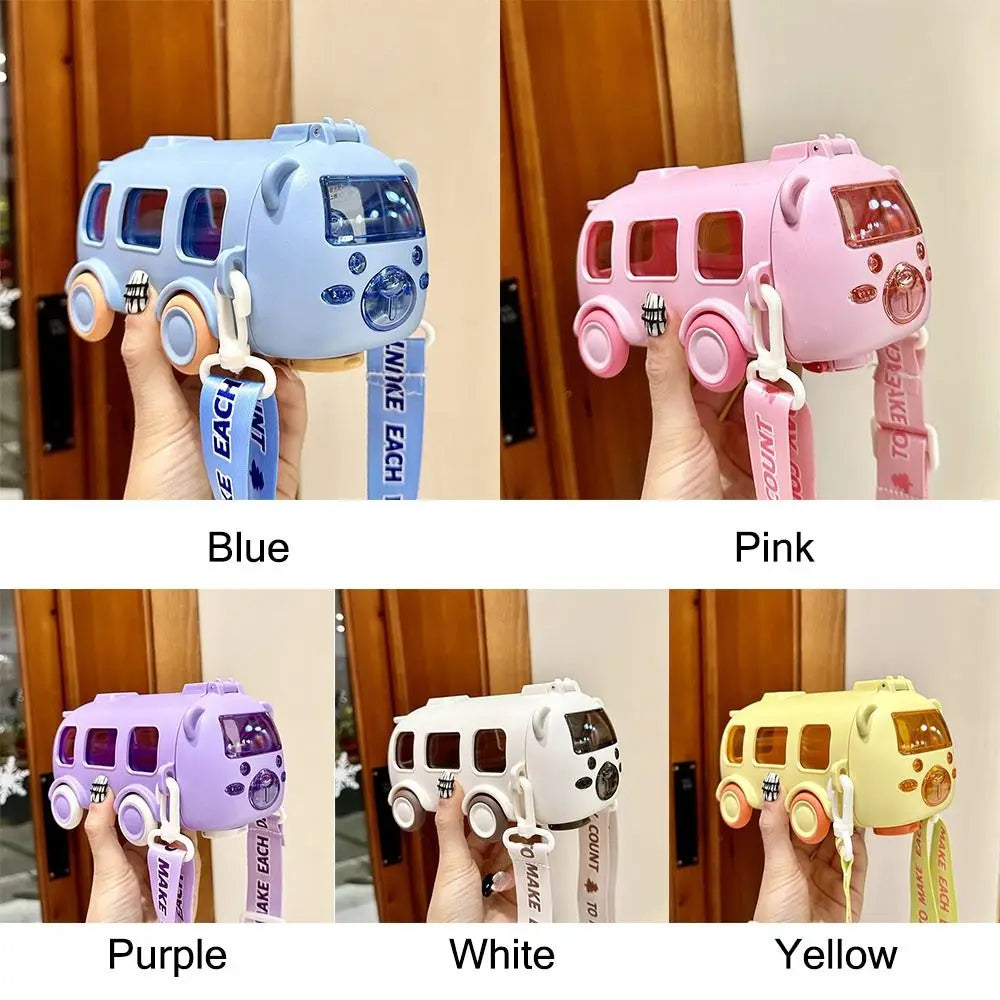 Cartoon Bus Straw Cup Cute Large Capacity Outdoors Car Water Cup Children Drinkware Bounce Straw Kettle