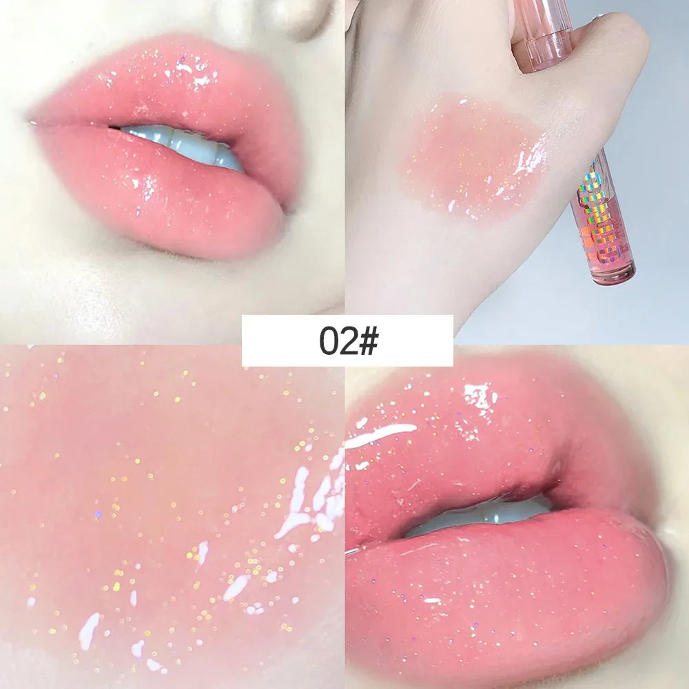 4 PCS Water-gloss Mirror Jelly Lip Gloss Moisturizes Lips Shimmers With Fine Pearls Brightens Lip Color - Tasawoq