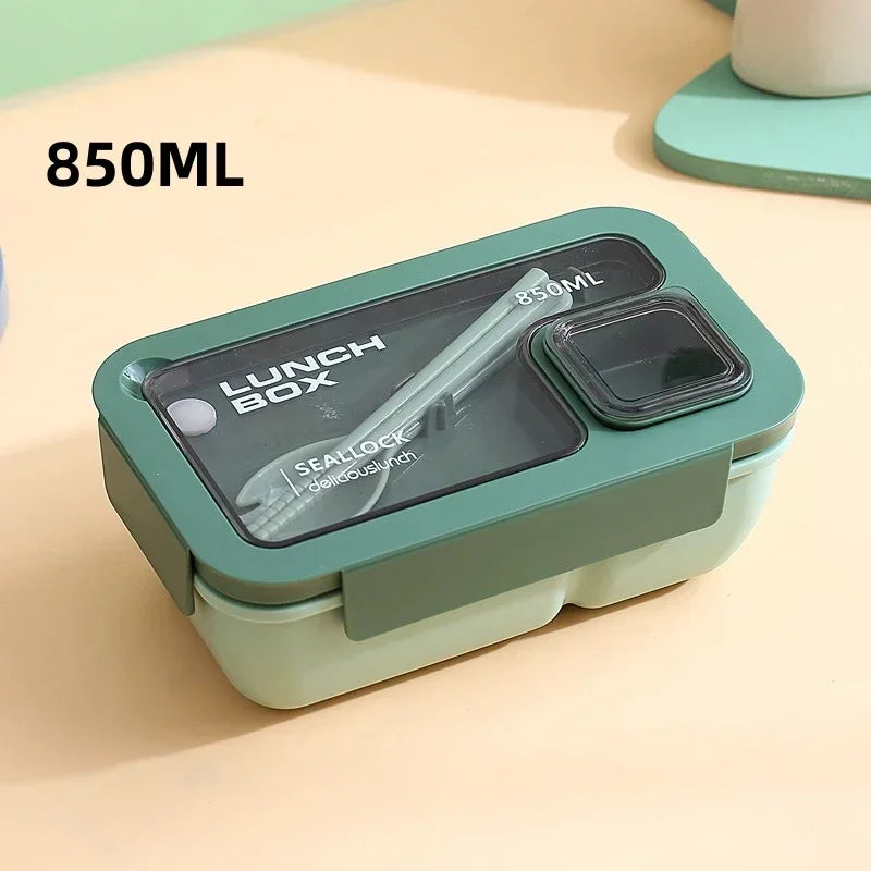 850ml/1100ml Portable Lunch Box Microwave Bento Boxes with Tableware for Kids School Office Leakproof Food Storage Container