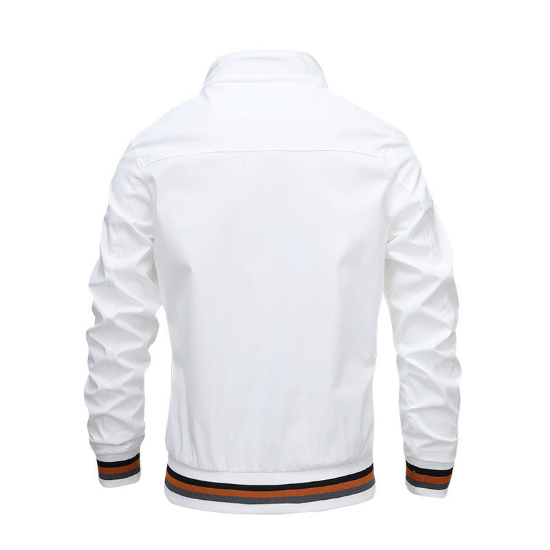 Autumn and Winter Men's Stand Collar Casual Zipper Jacket Outdoor Sports Coat Windbreaker Jacket for Men Waterproof Bomber - Tasawoq