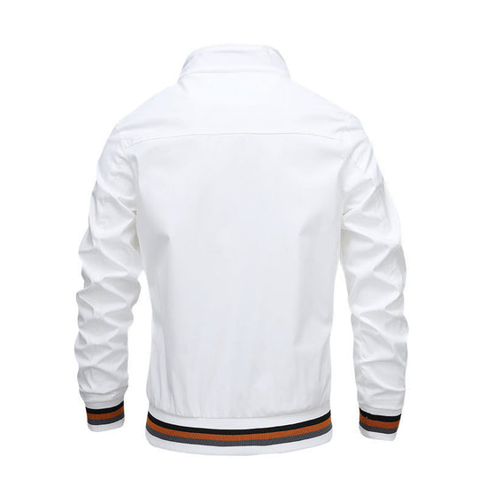Autumn and Winter Men's Stand Collar Casual Zipper Jacket Outdoor Sports Coat Windbreaker Jacket for Men Waterproof Bomber - Tasawoq