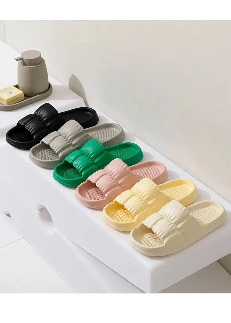 Soft Bottom Slippers for Women Home Bathroom Home Bath Non-slip Couple Summer Sandals for Men Summer Wear Comfortable - Tasawoq