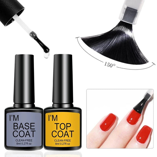 Nail Art Kit With 4 Pcs/Set Base Coat And Top Coat LED Light Curing Quick-drying Transparent Glossy Mirror Lasting Nail Art Gel - Tasawoq