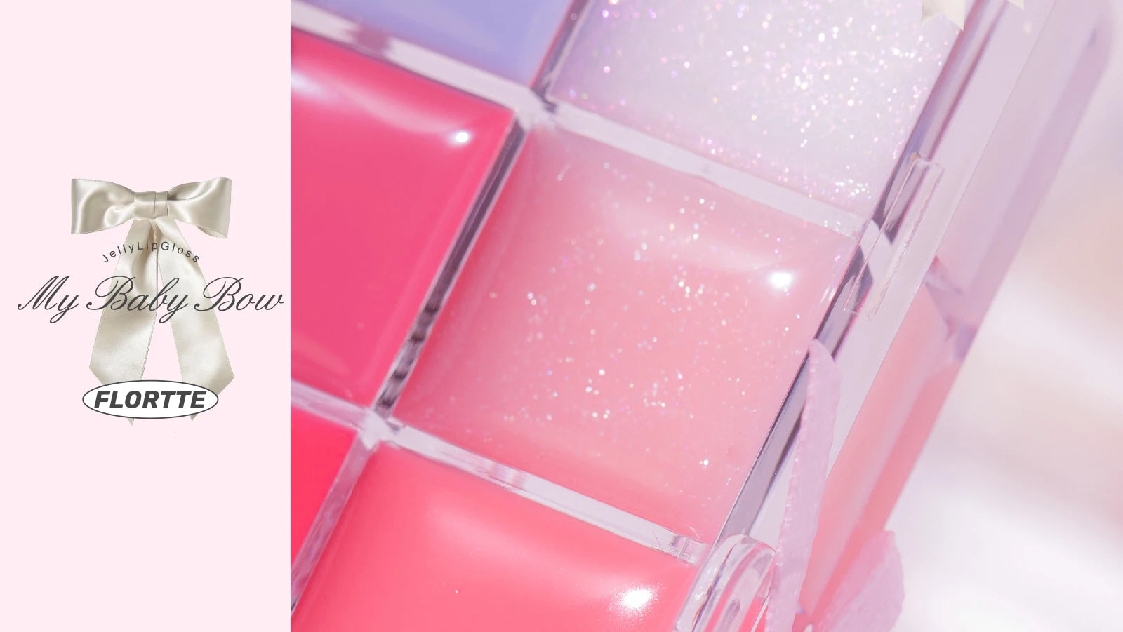 FLORTTE & My Baby Bow 10-color jell ylip gloss palette lipstick lip glaze - Tasawoq
