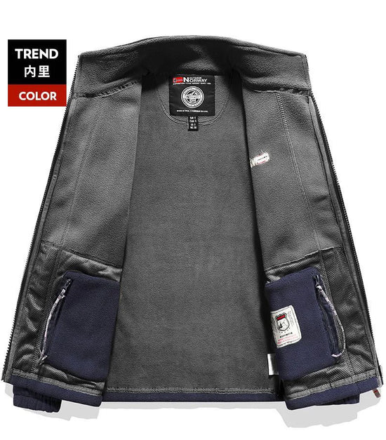 Winter Warm Fleece Jacket Men's Climbing Double Thickened Pocket Jacket Outdoor High Collar Windproof Ski Sweatshirt Coat Men - Tasawoq