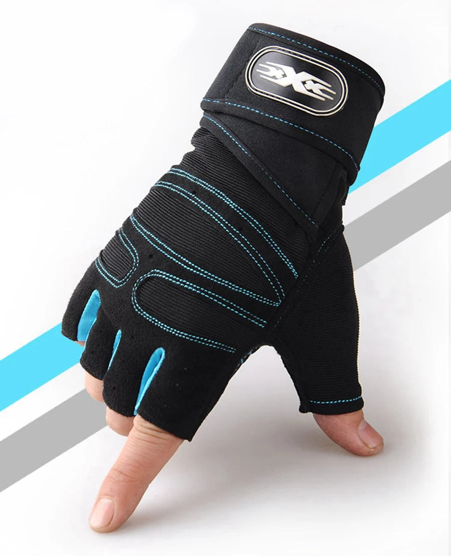 Workout Gloves for Men Women Half Finger Glove with Wrist Wrap for Sport Weight Lifting Training Bicycle Motorcyclist Gym Glove - Tasawoq