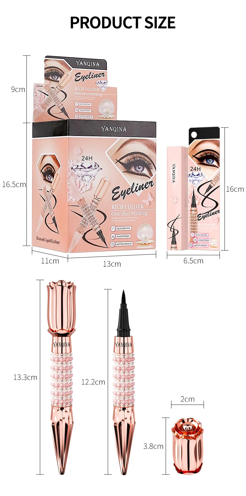 Liquid Eyeliner Pen Waterproof Black Long-Lasting Eye Liner Pencil Thick Quick-Dry Cosmetics Makeup Tool - Tasawoq
