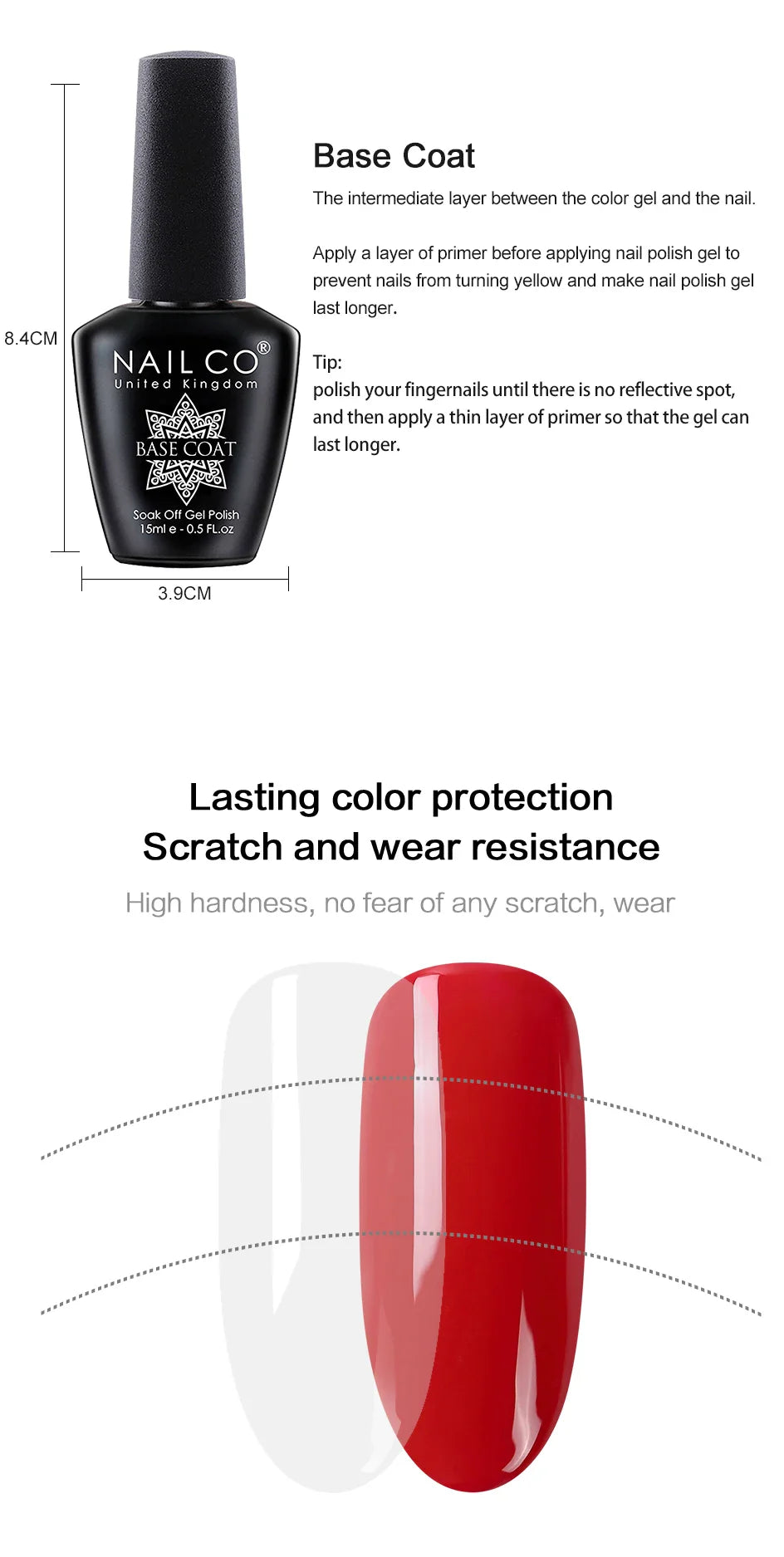 NAILCO 15ml Top Coat And Base Coat Art Design Gel Nail Polish UV Top Base Coat UV LED Soak Off Gel For Nail Decoration Varnish - Tasawoq