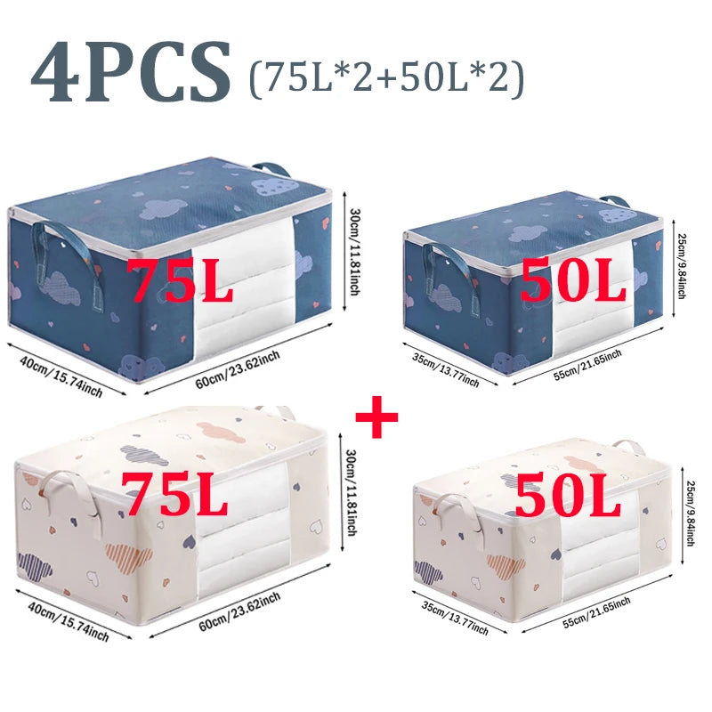 Quilt Clothes Big Capacity Storage Bag Quilt Bedding Storage Closet Organizer Wardrobe Organizer Blanket Sorting Bags Dust-proof - Tasawoq