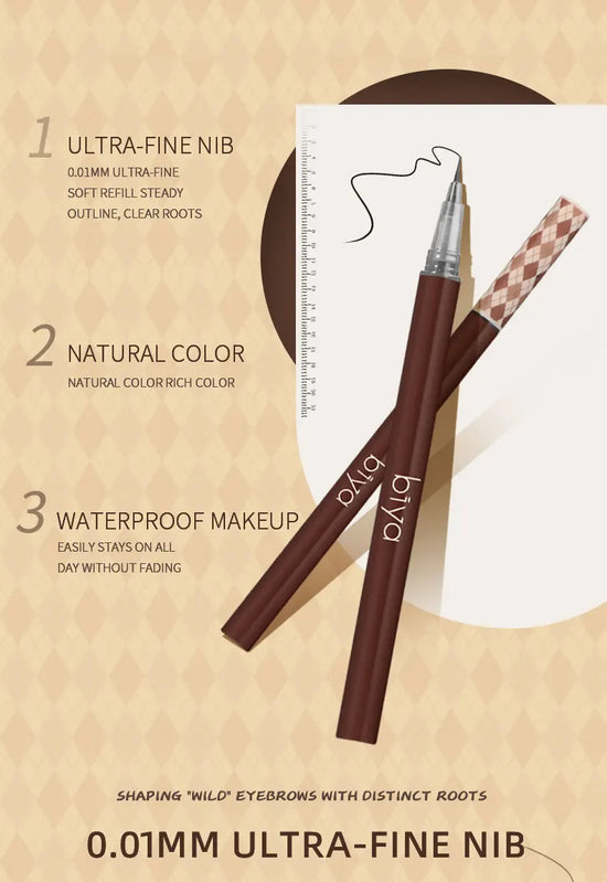 0.01mm Ultra Fine Liquid Eyebrow Pen Waterproof Natural Color Not Smudge Eyebrow BIYA Makeup Pencil - Tasawoq