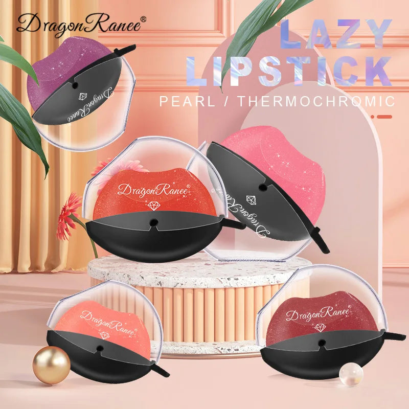 12-color lazy lip-shaped pearlescent fine glitter lipstick that is not easy to fade, warm and moisturizing, color-changing lazy - Tasawoq