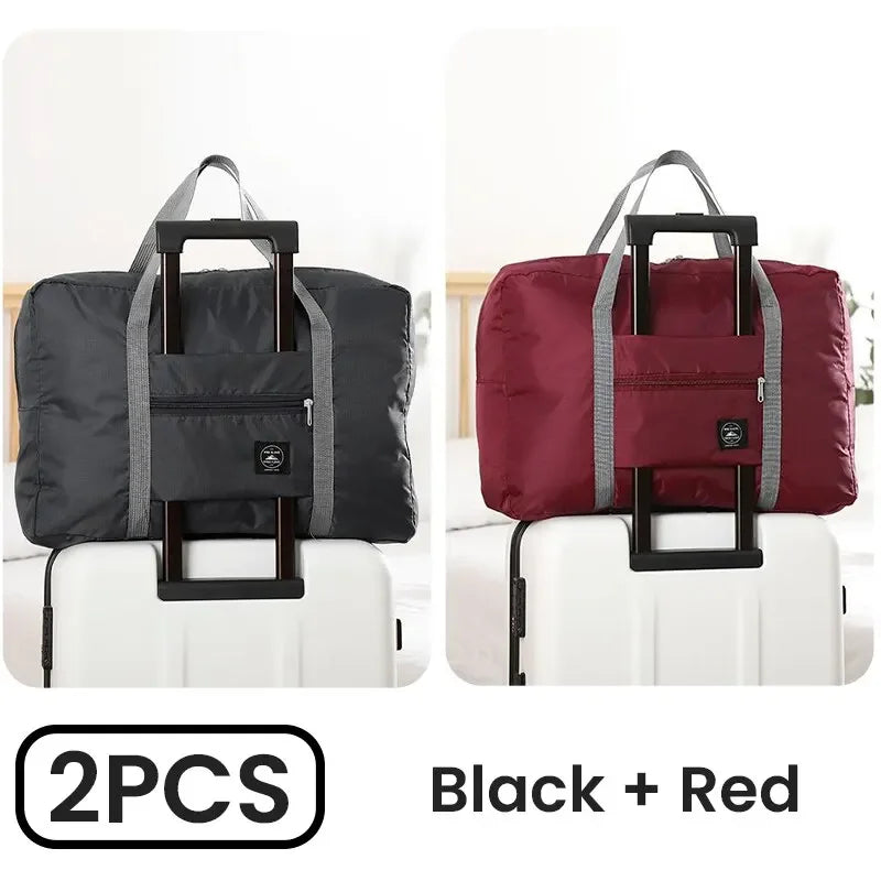 2 Pack Foldable Travel Duffel Bag for Airlines Carry on Bag Weekender Overnight Hospital Tote Bag Gym Duffel Bag Women Men - Tasawoq