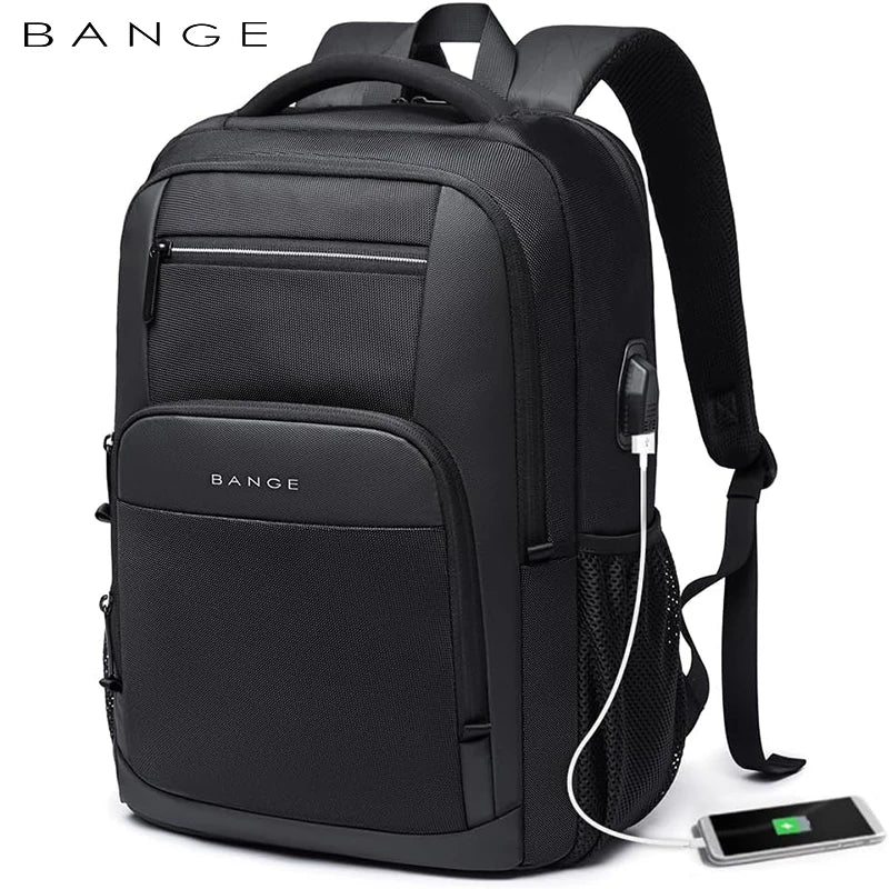 BANGE Travel Waterproof Backpack with USB Charging Port Fit 15.6 Inch Laptop Backpacks for Men and Women, Teenager School Bags - Tasawoq