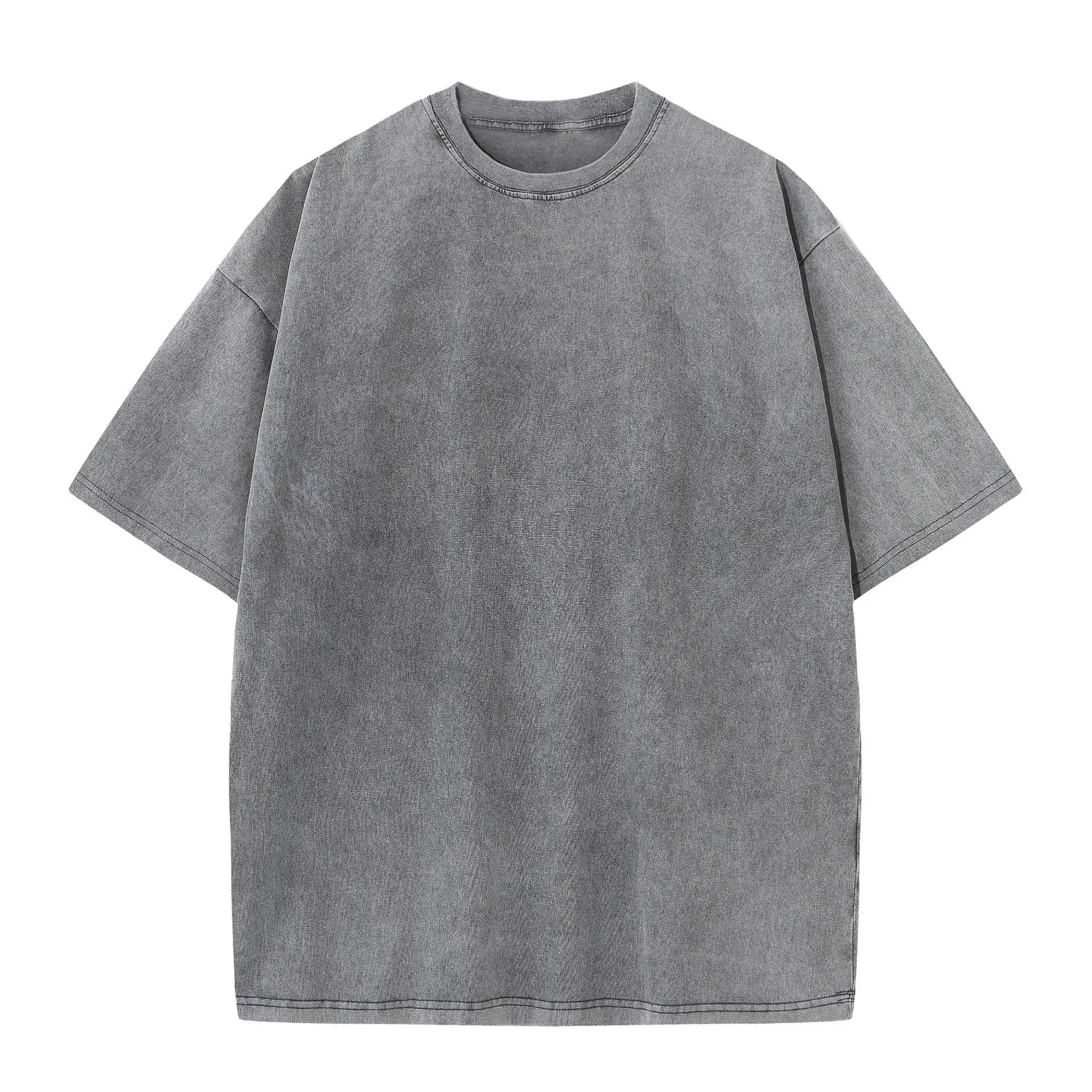 230G Cotton Retro T-shirt Drop-shoulder Sleeve Men Women Vintage Short-sleeve T Shirts Solid Color Hip Hop Loose Tees - Tasawoq