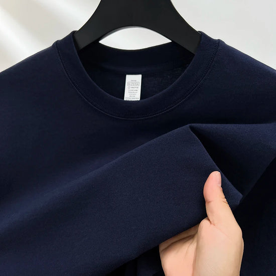 100% pure cotton summer high-end brand men's short sleeve round neck fashionable style half sleeved top breathable T-shirt - Tasawoq