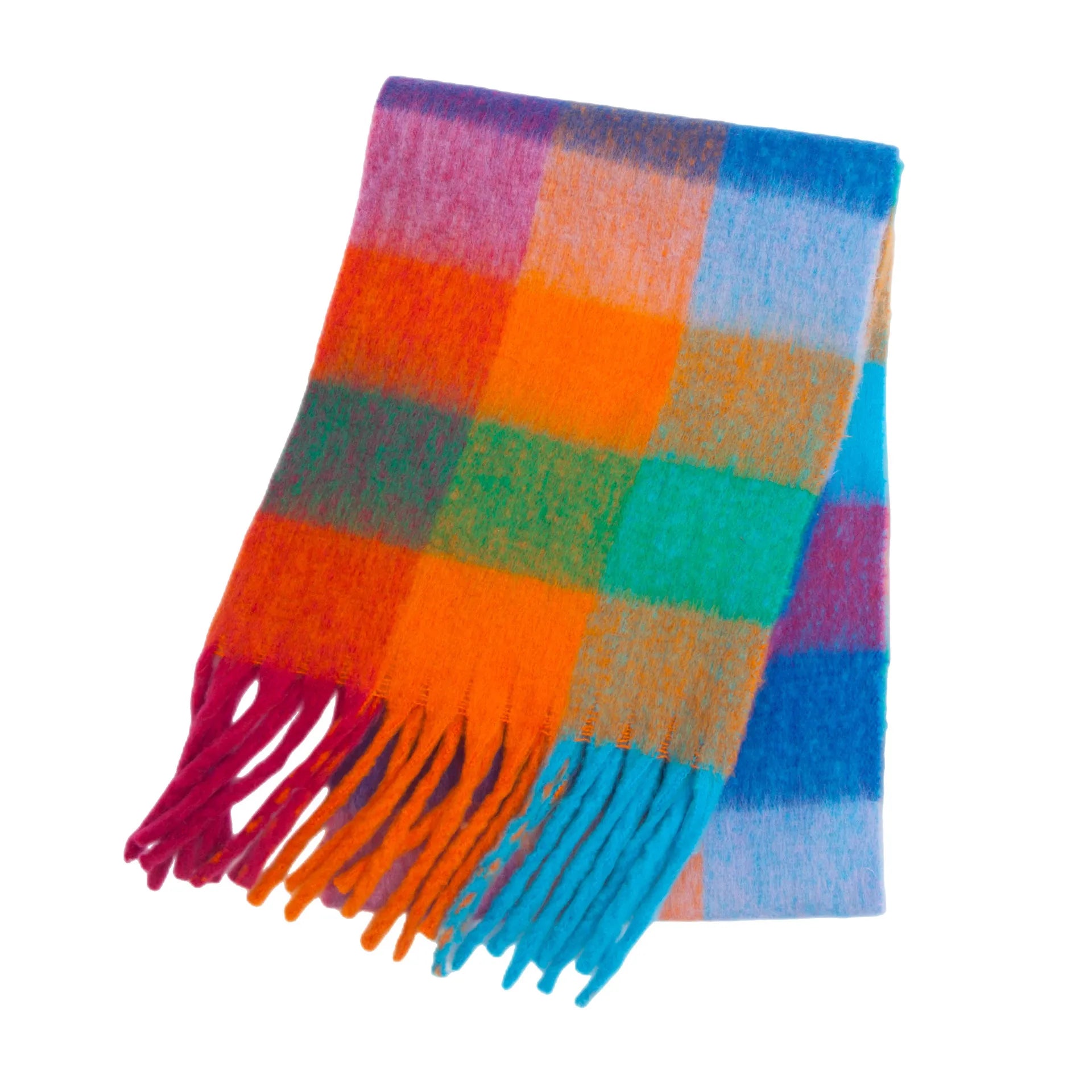 2025 Winter Thick Warm Scarf Women Cashmere Shawl and Wraps Pashmina Neckerchief Bufanda Female Rainbow Hairy Tessel Echarpe New - Tasawoq
