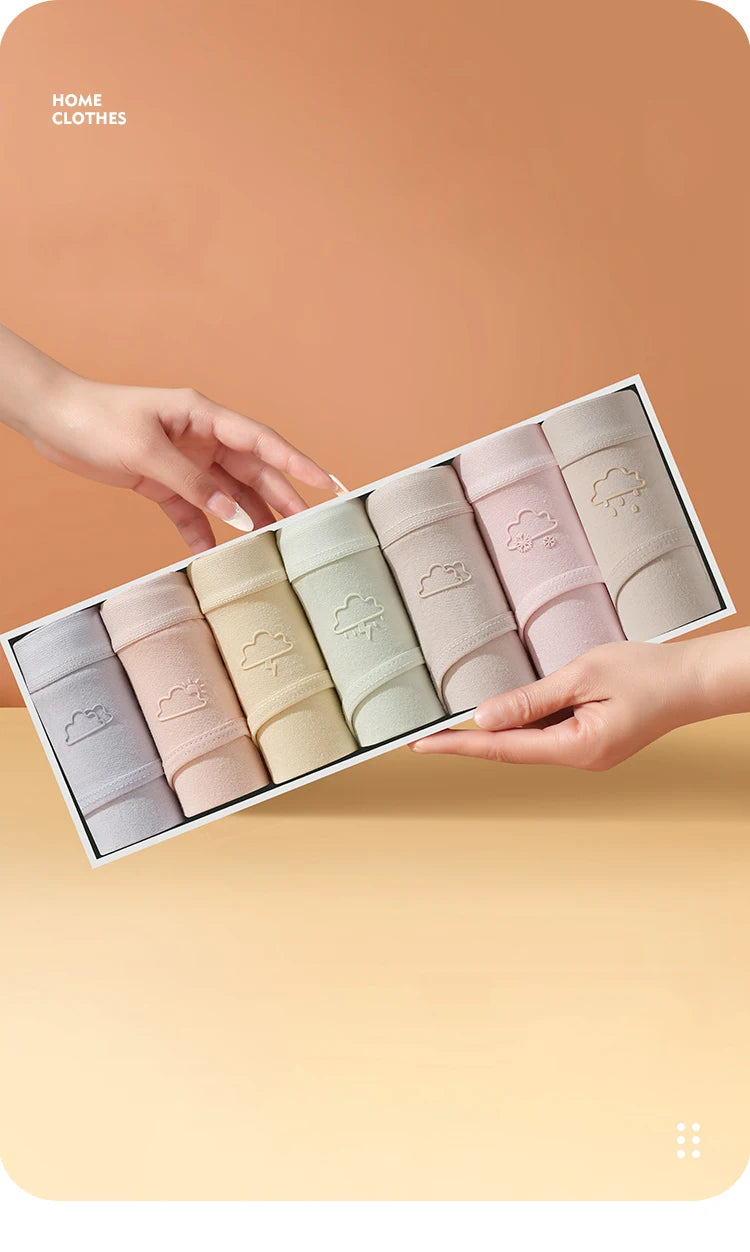 7Pcs Week Pants Cotton Women Panties Breathable Solid Underwear Cute Girls Briefs Soft Underpants Sexy Low Waist Female Lingerie - Tasawoq