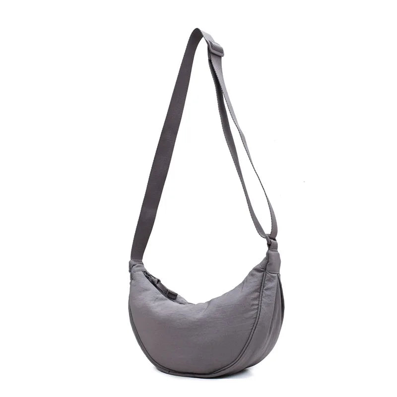 Solid Color Women's Portable Shoulder Bag Simple Female Nylon Cloth Padded Crossbody Bags Travel Purse Handbags Messenger Bag - Tasawoq