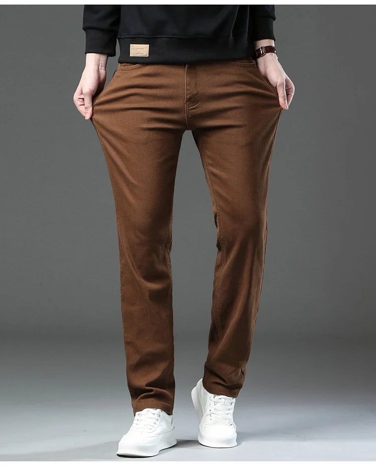 Fashion Loose Straight Business Casual Stretch Denim Pants Male Brand Trousers 3 Colors Plus Size Mens Clothing Slim Jeans 28-44 - Tasawoq