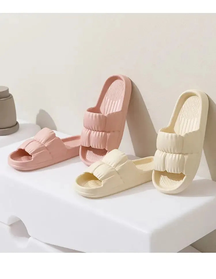Soft Bottom Slippers for Women Home Bathroom Home Bath Non-slip Couple Summer Sandals for Men Summer Wear Comfortable - Tasawoq