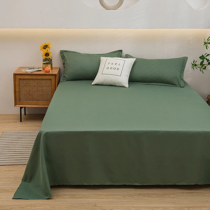One Solid Color Simple Sheet Machine Washable Single Double Bed Linen Student Dormitory Sheet (pillowcase Not Included)