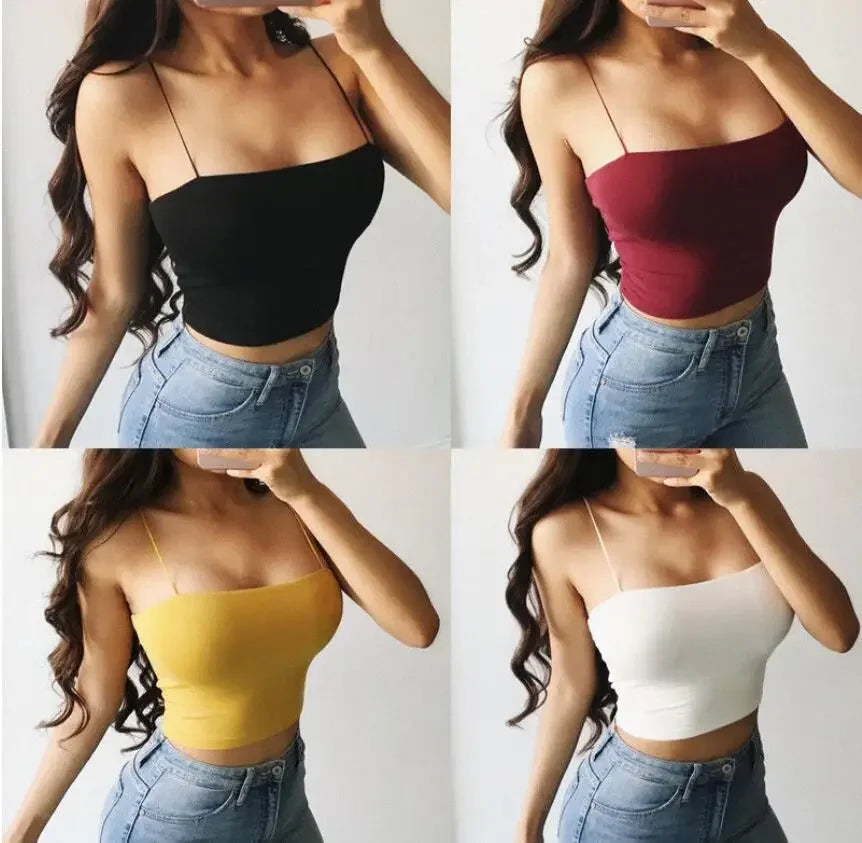 Sexy Sleeveless Vest Corset Crop Top Women Aesthetic Clothing Summer Y2k Streetwear White Black Yellow Red Tank Top for Womens - Tasawoq