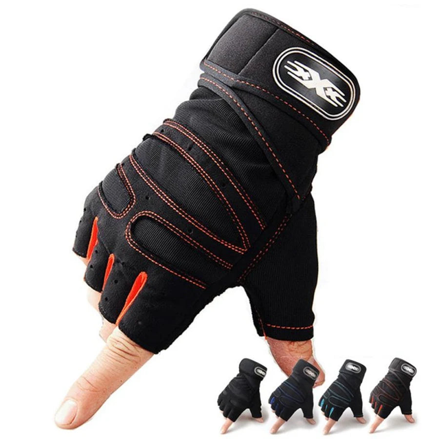 Workout Gloves for Men Women Half Finger Glove with Wrist Wrap for Sport Weight Lifting Training Bicycle Motorcyclist Gym Glove - Tasawoq